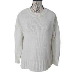 Christian Siriano New York Cream Chenille Pullover Warm Cozy Ribbed Sweater
